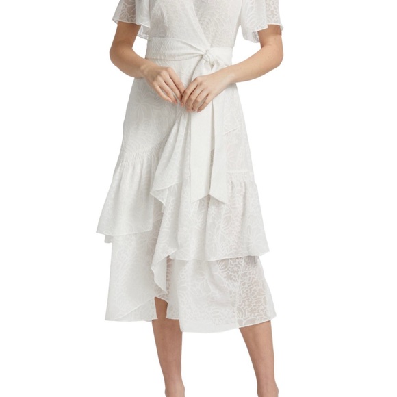 Tanya Taylor NWT Wrap White Bow Ruffle Dress - Picture 3 of 10